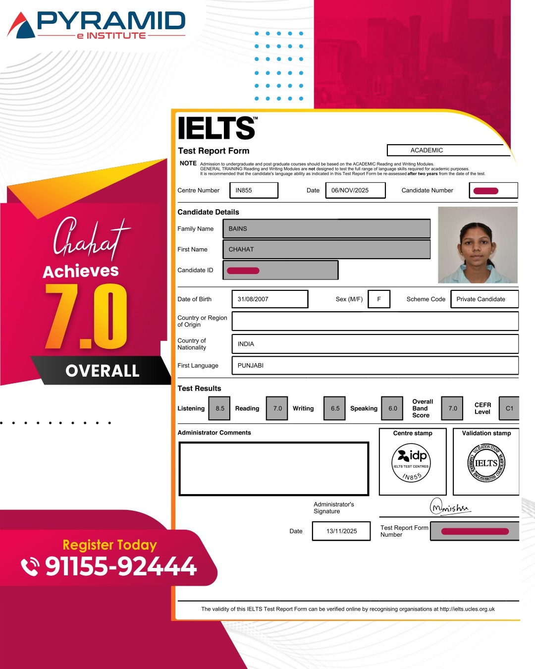 IELTS Score Report — Student Achievement 10