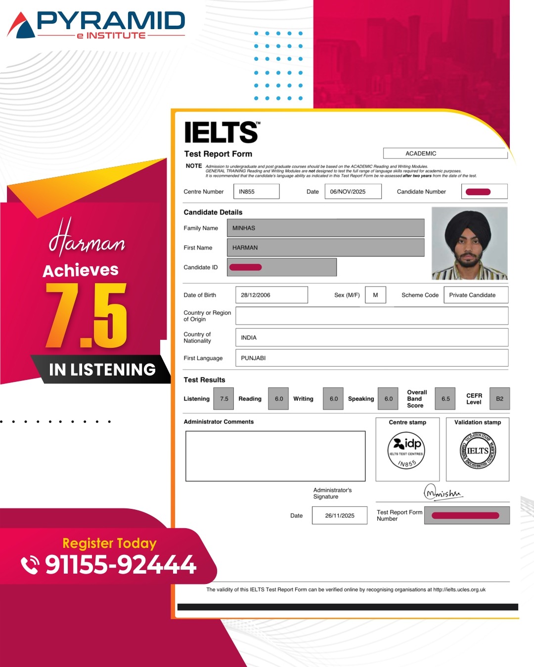 IELTS Score Report — Student Achievement 11