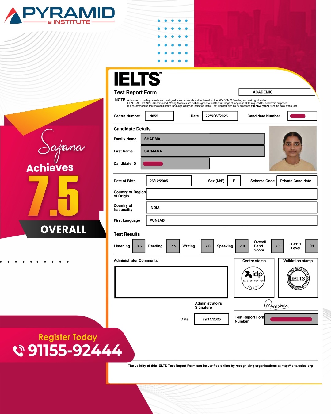 IELTS Score Report — Student Achievement 12