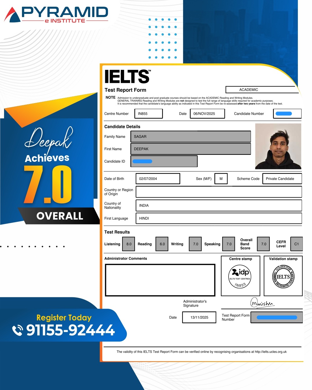 IELTS Score Report — Student Achievement 13