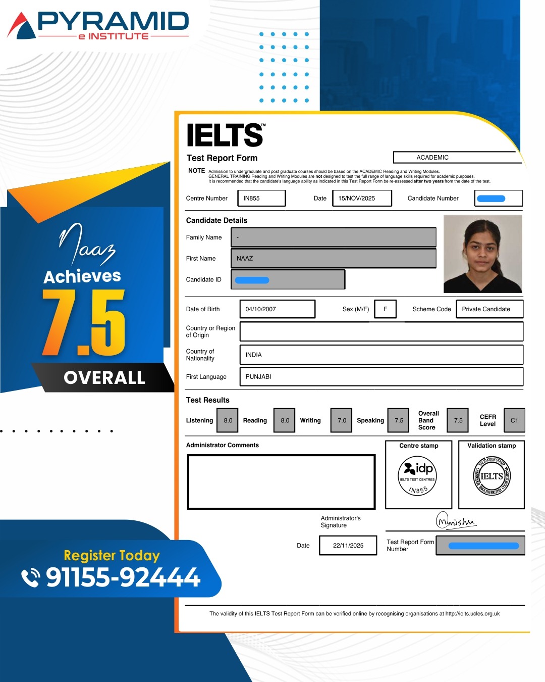 IELTS Score Report — Student Achievement 15