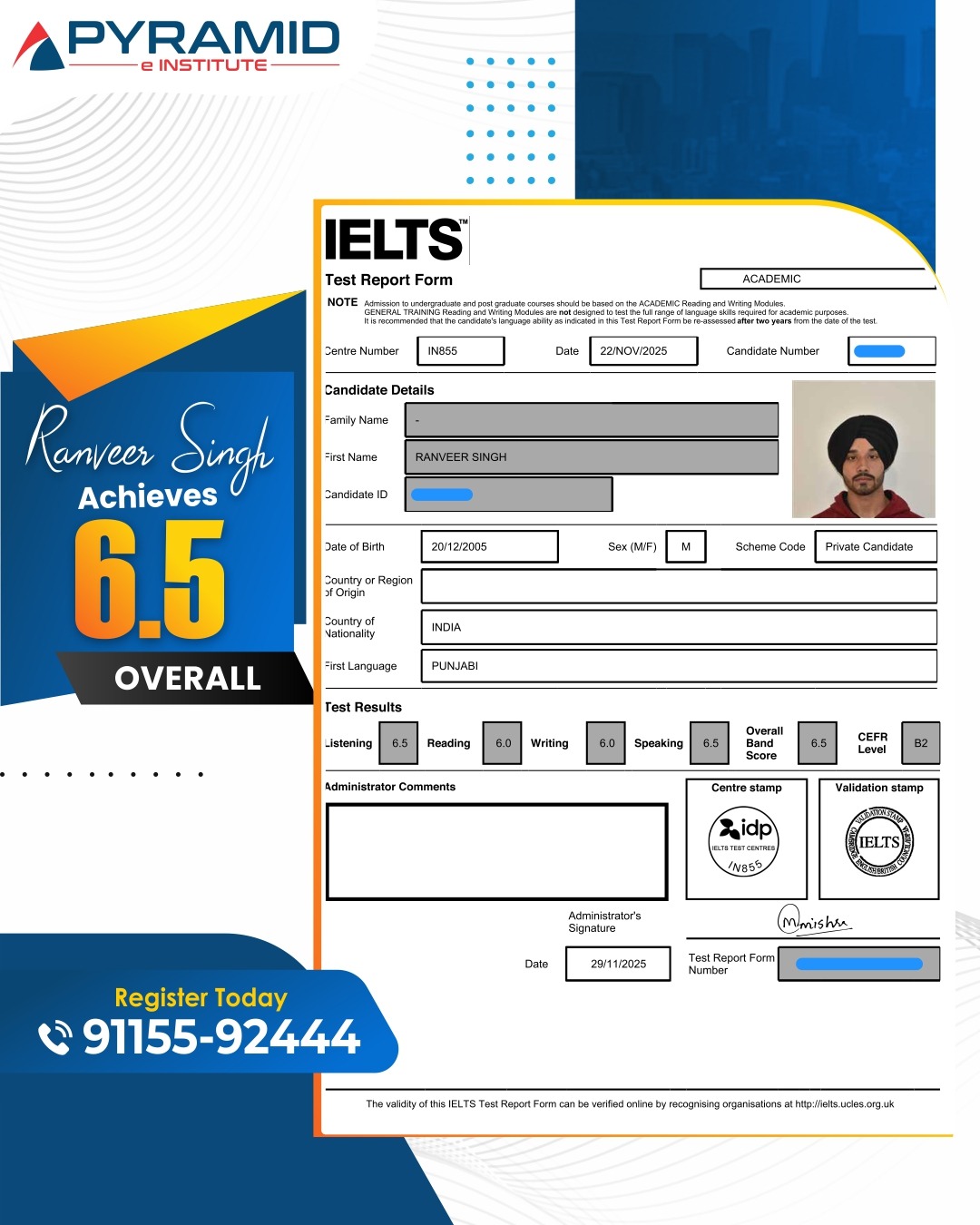 IELTS Score Report — Student Achievement 16