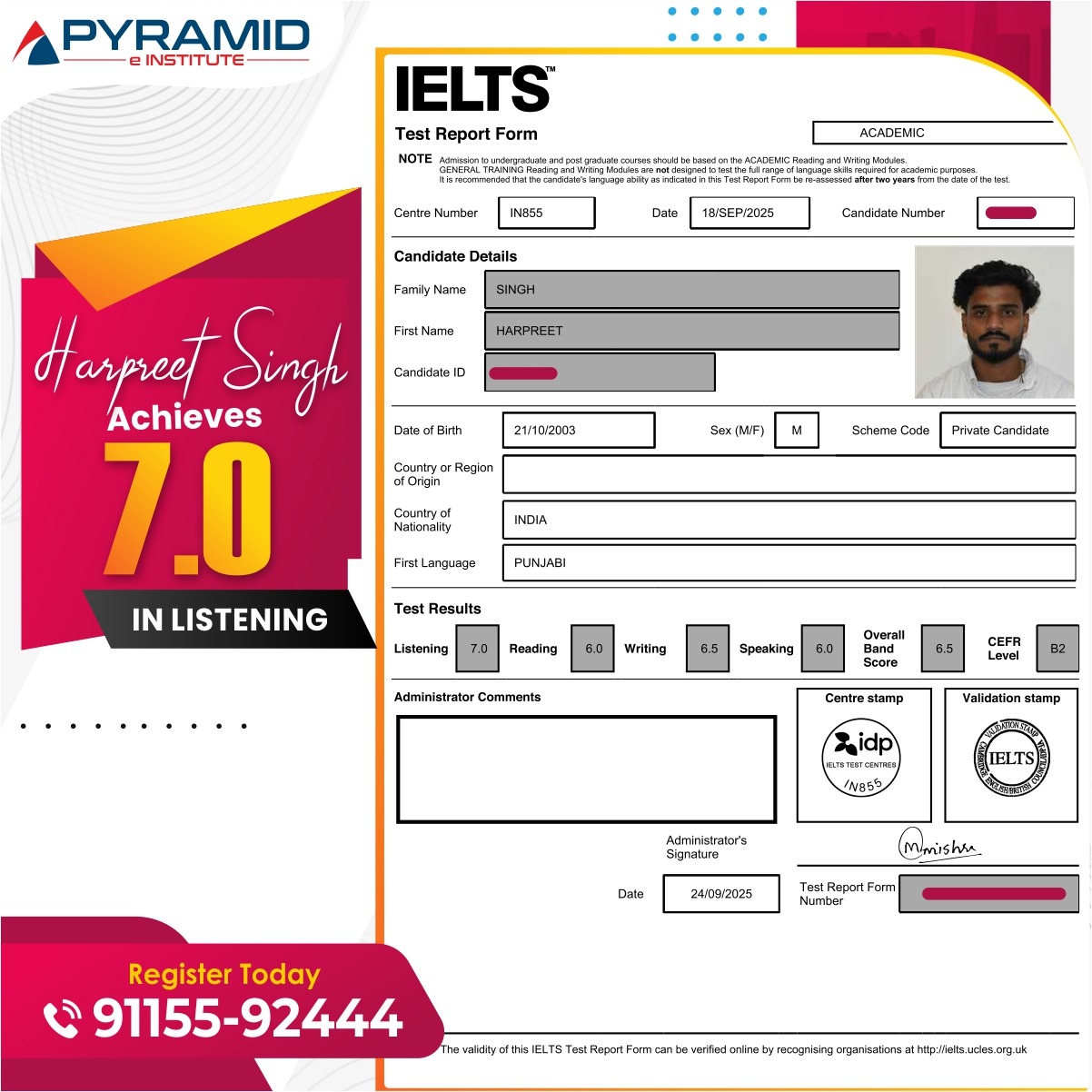 IELTS Score Report — Student Achievement 2