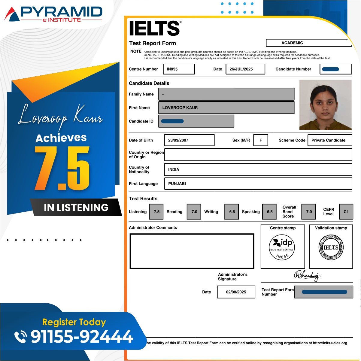 IELTS Score Report — Student Achievement 7