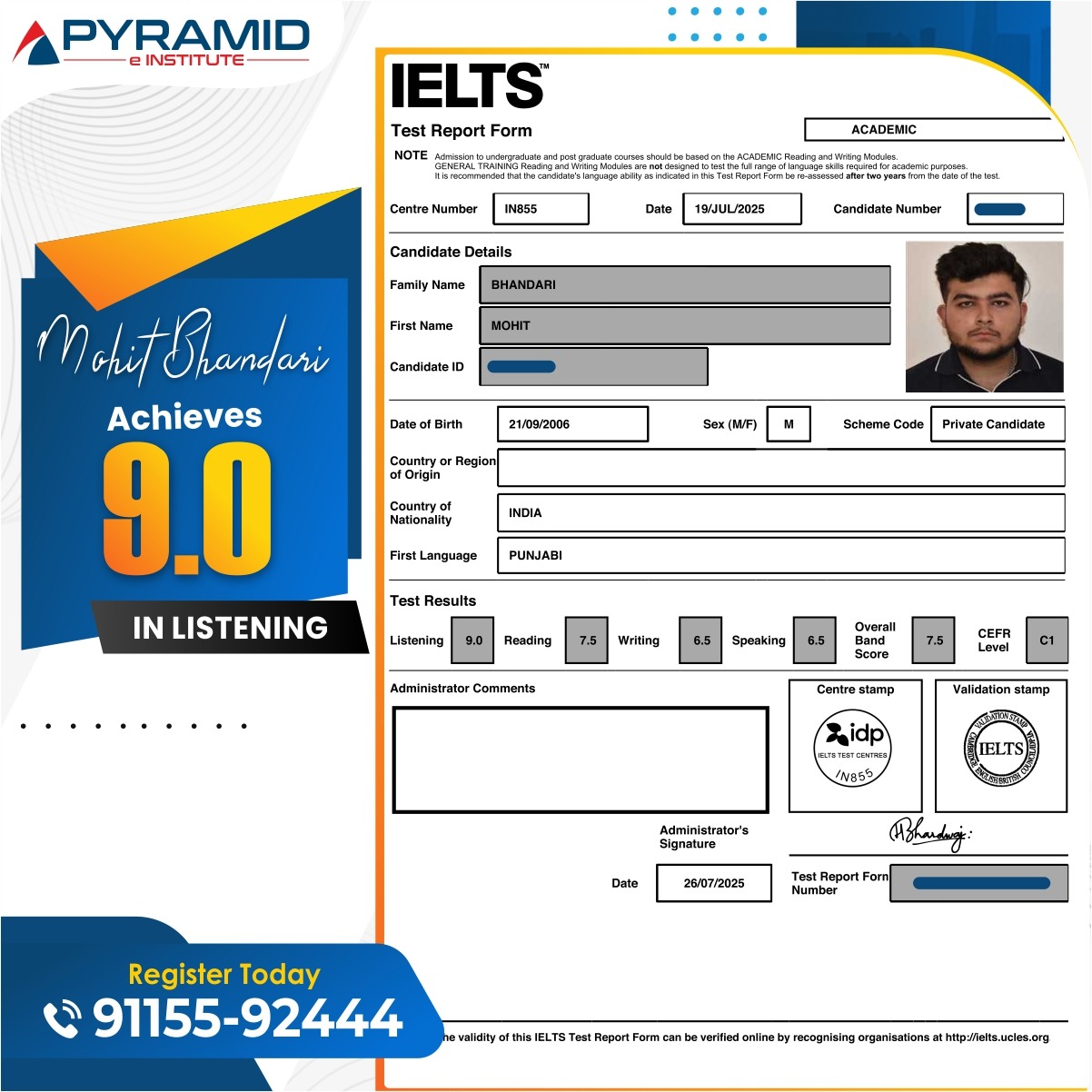 IELTS Score Report — Student Achievement 8